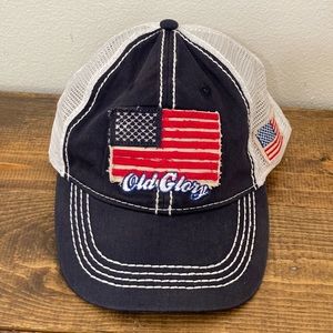 Old Glory Embroidered Flag Ball Cap Mesh SnapBack